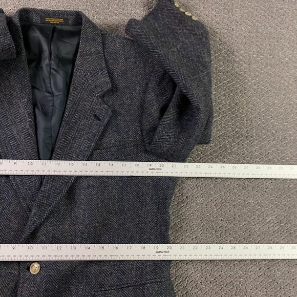 Vintage Evan Picone Herringbone Tweed Blazer Sport Coat Men's 42R Fits 40S Gray - Picture 10 of 16